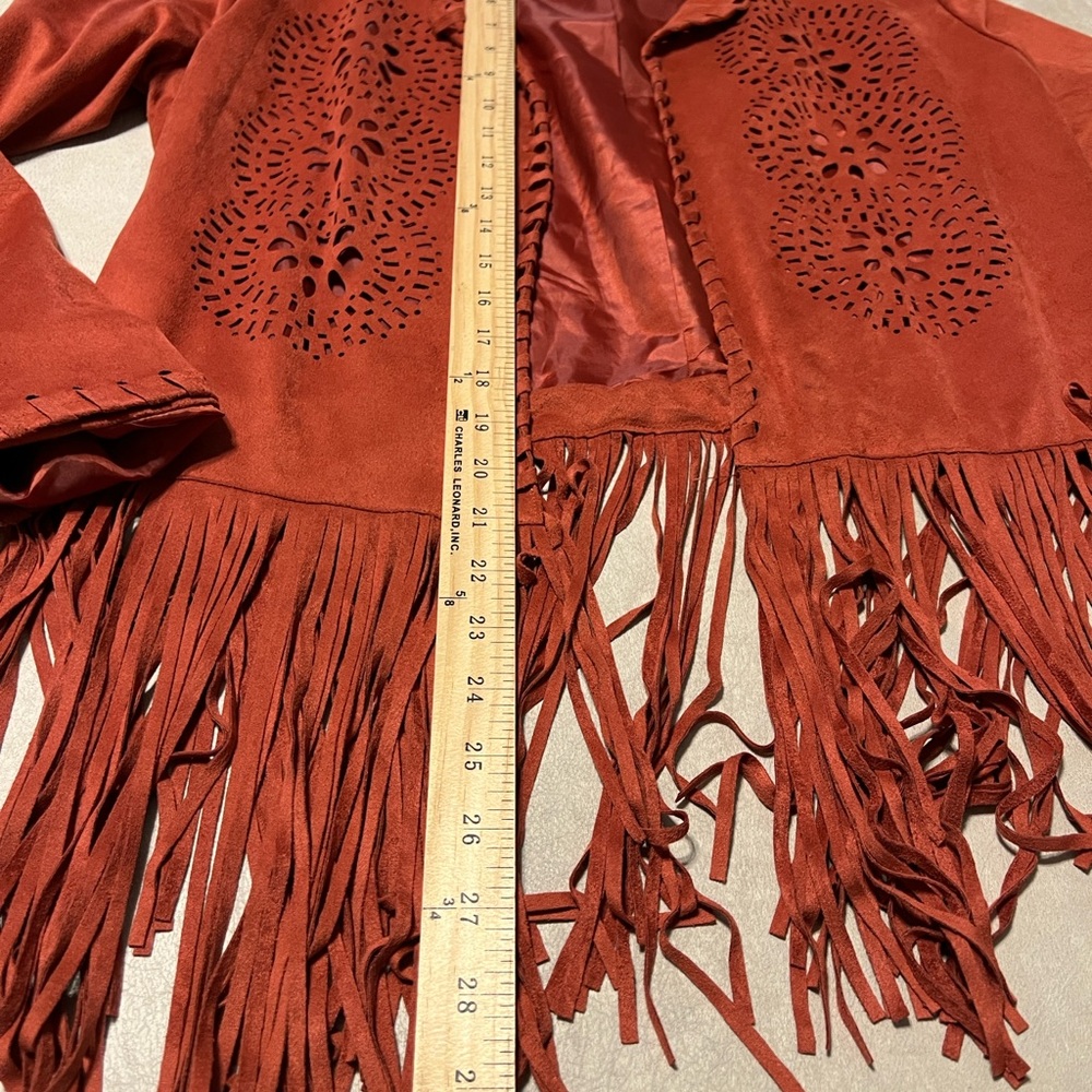 Ariat Faux Suede Rust Jacket w/Fringe & Laser Cut Detail. Women's Size M. #9062 - Picture 7 of 11